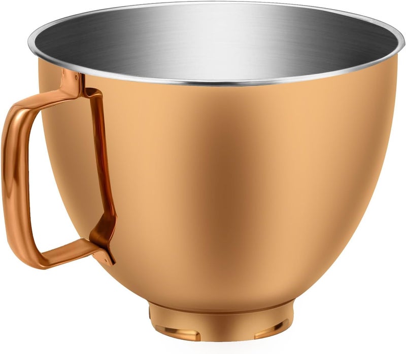 CHUDODO Copper Color Stainless Steel Mixer Bowl, Compatible with KitchenAid Series 4.5-5 QT Tilt-Head Mixers, Suitable for K45SS, KSM75, KSM90, KSM100, KSM150, Dishwasher Safe, Heavy Duty, No Residue - Image 1